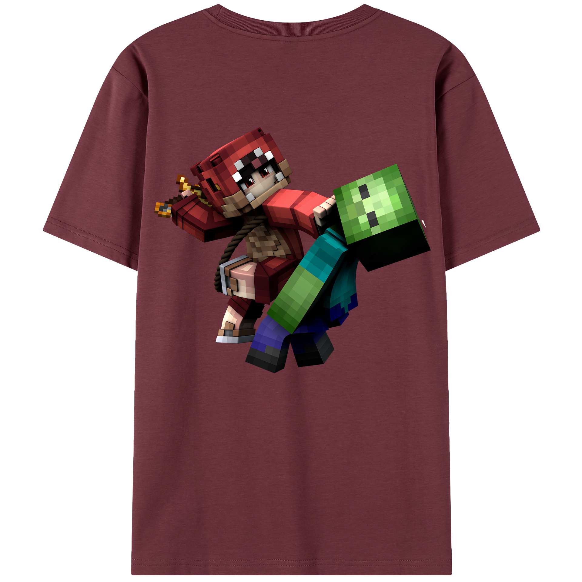 （画像用） マインクラフト ブロックの世界 Minecraft MC Block world 綿100％半袖Tシャツ（背面プリント）
